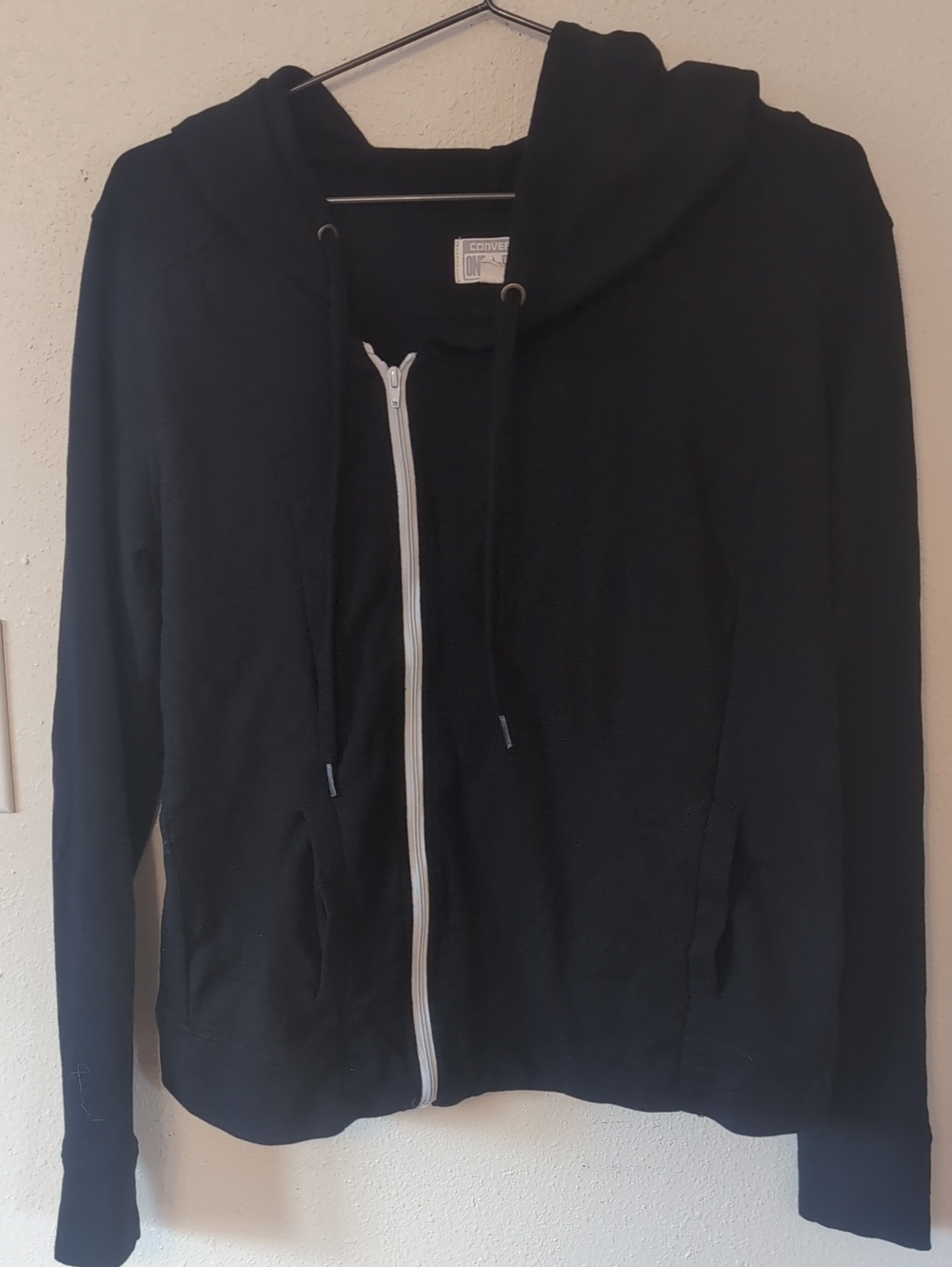 Converse One Star Women's Black Off Center Zipper Hoodie XL